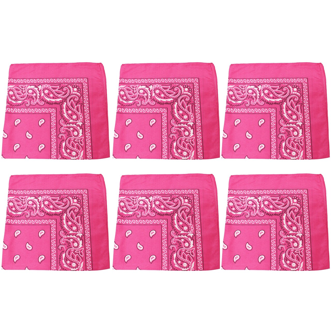 6 Pack Polyester Bandanas with Paisley Print Durable and Fast-Drying